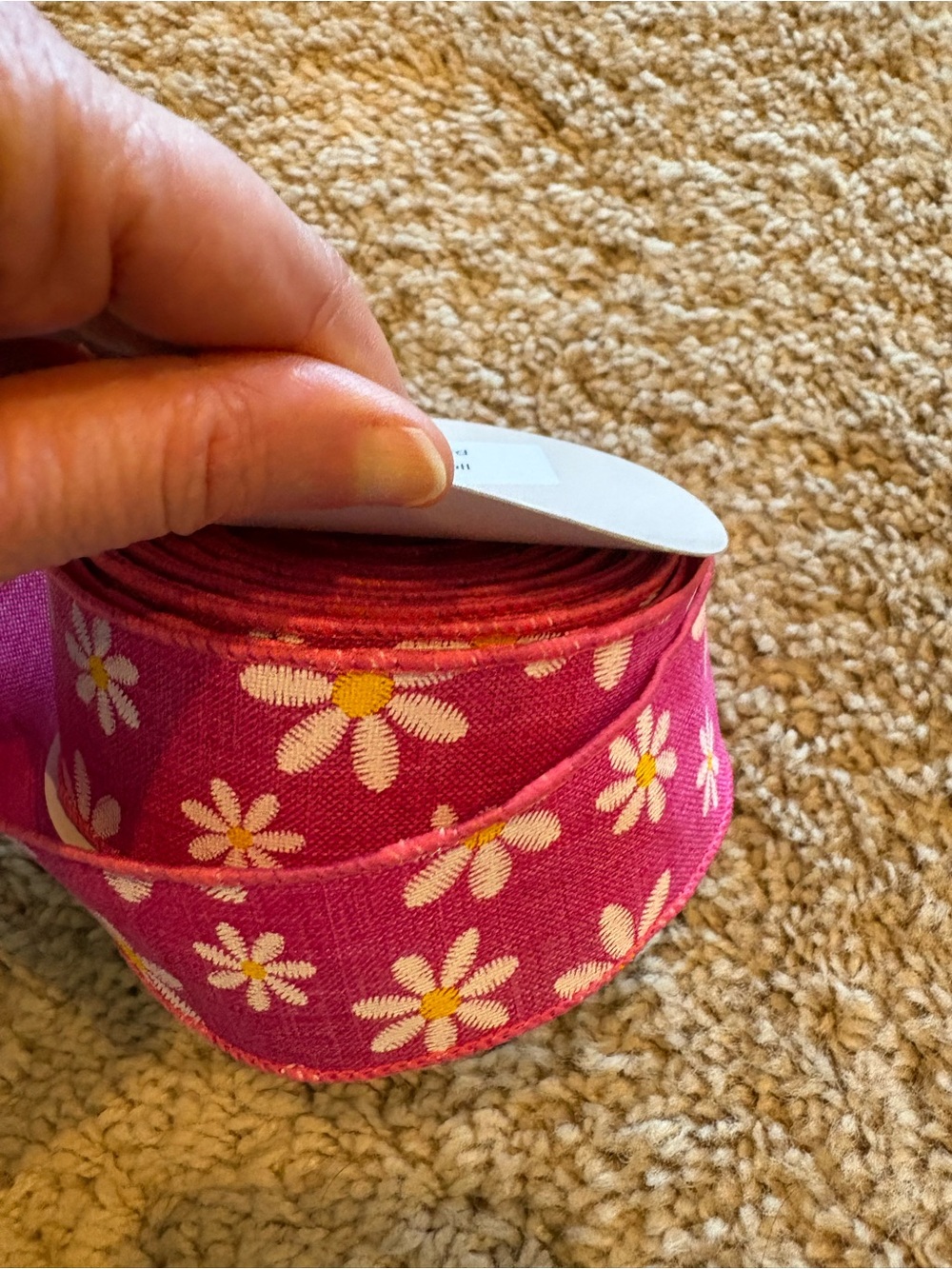 Pink Daisy Wired Ribbon - Picture 4 of 4